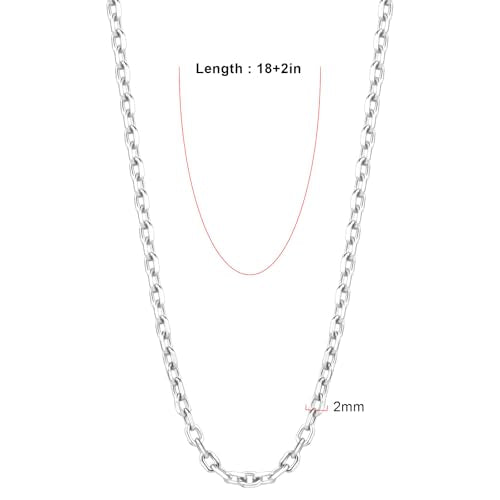 24PCS Silver Stainless Steel Rolo Cable Necklace Chain for Jewelry Making | 2MM 18 Inches Diamond-cut Small Cross Link Chains for DIY Necklace Crafts - color: stainless steel(2mm/ 18 inches)