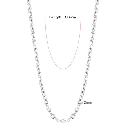 24PCS Silver Stainless Steel Rolo Cable Necklace Chain for Jewelry Making | 2MM 18 Inches Diamond-cut Small Cross Link Chains for DIY Necklace Crafts - color: stainless steel(2mm/ 18 inches)