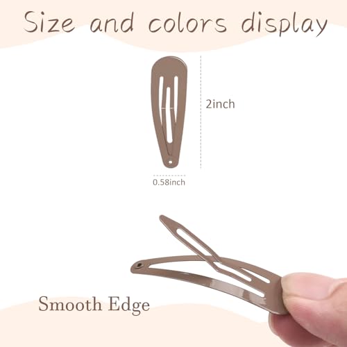 80Pcs Light Brown 2Inches Craft Snap Hair Clips DIY Non-slip Hair Barrettes | 5cm DIY Naked water drop snap hair clips for Women Baby Girls Toddlers Kids Hair Accessories Bulk - color: Light Brown
