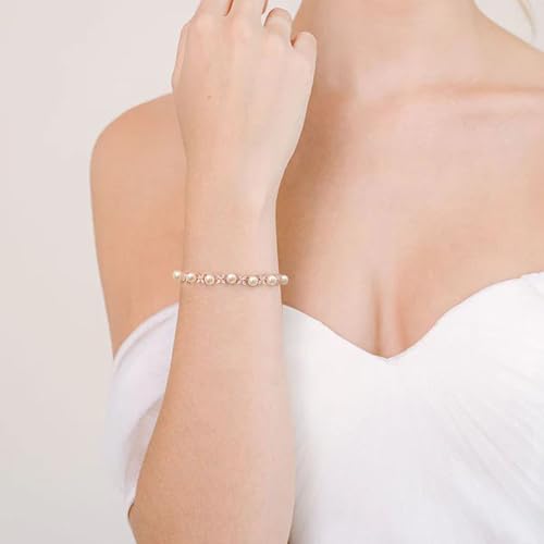 EVER FAITH Cubic Zirconia Pearl Bridal Prom Tennis Bracelet for Women | Elegant Pear CZ Wedding Jewelry Gift, for Bride Bridesmaid - style: Marquise_Rose Gold-Plated-Brass