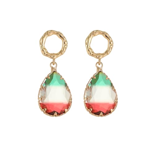 Crystal Earrings CXUEMH Teardrop Earrings for Women Blue and Green Dangle Earrings Elegant Earrings for Prom Emerald Green Earrings Formal Jewelry Crystal Drop Earrings - color: Style F