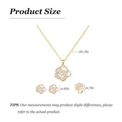 Wedding Jewelry Sets for Brides Bridesmaid Pearl Jewelry Set Fancy Gold Flower Necklace and Earrings Simple Pearl Necklace for Women Bridal Earrings Wedding Accessories Essentials Gifts - color: A9：3pcs flower jewelry set