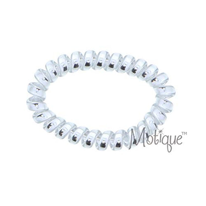 Shiny Coil Pony Holders Phone Cord Hair Ties - Set of 18 (Silvers) - color: Silvers