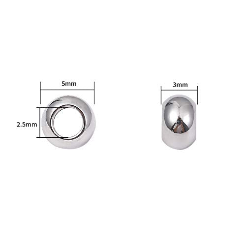 Stainless Steel Spacer Beads 5x3mm Rondelle Loose Charm Caps Beads for DIY Jewelry Making 100pcs with 2.5mm Hole - color: 5x3mm 2.5mm