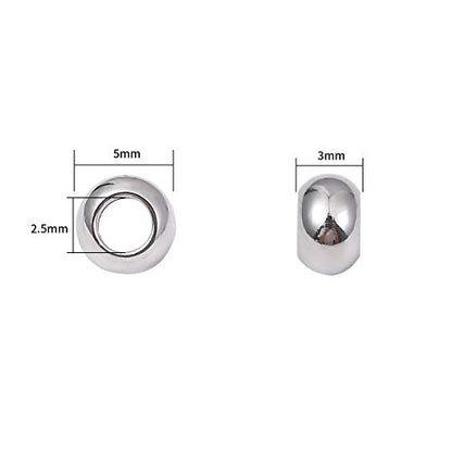 Stainless Steel Spacer Beads 5x3mm Rondelle Loose Charm Caps Beads for DIY Jewelry Making 100pcs with 2.5mm Hole - color: 5x3mm 2.5mm