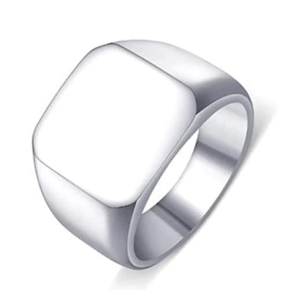 VQYSKO Plated Square Signet Ring | Stainless Steel Band for Men - color: Square Silve