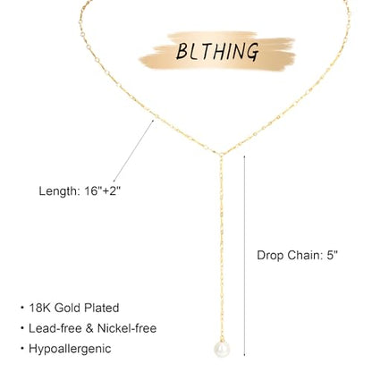 Pearl Necklaces for Women - 14K Gold Plated Y-Shaped Choker Necklace for Women, Gold Jewelry Beaded Necklace Gifts for Teens - color: Y-Pearl-4