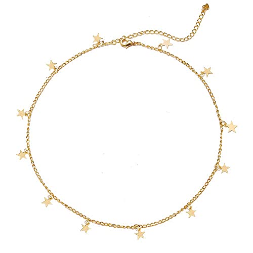 YANCHUN Layered Necklaces for Women Gold Necklace Stack Star Heart Choker Dainty Necklace Love Heart Chain Jewelry Gifts for Women - color: 1 Gold Star Necklace