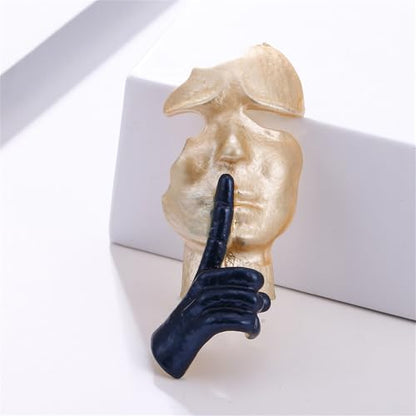 Gold Mask Enamel Lapel Brooch Pin for Women Men Abstract Art Enamel Brooch Silence is Thinker Badge Pin Accessories for Lapel Backpack Jacket Hat Bag - color: Gold