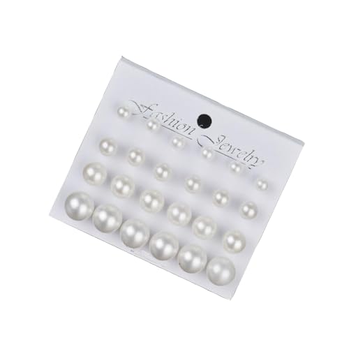 24 Pcs Pearl Earrings Studs for Women Ladies Hypoallergenic White Faux Simulated Pearl Rhinestone Earrings Stud Earrings Jewelry Set for Wedding Party - color: White