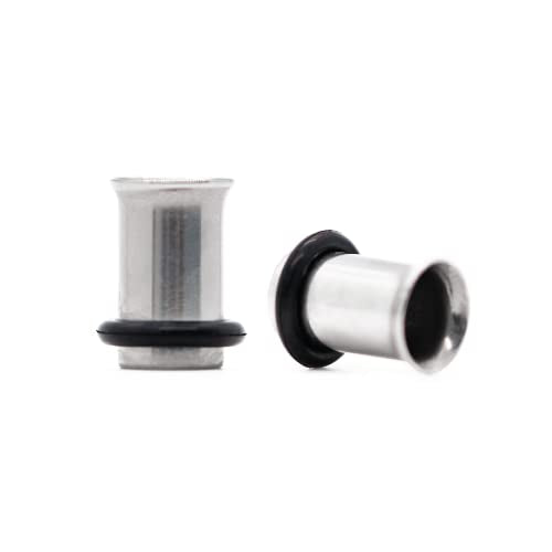 Forbidden Body Jewelry 12G-1 Inch Surgical Steel Single Flared Tunnel Plugs Plus O-Ring, Choose Pcs/Gauge - style: 2pcs: 7mm (1GA)