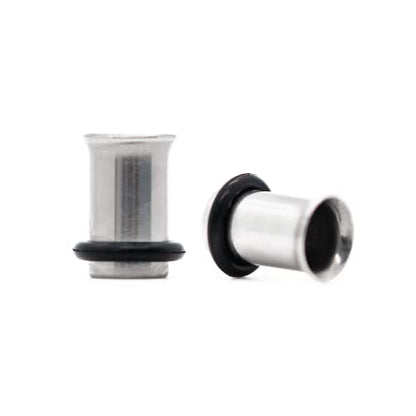 Forbidden Body Jewelry 12G-1 Inch Surgical Steel Single Flared Tunnel Plugs Plus O-Ring, Choose Pcs/Gauge - style: 2pcs: 7mm (1GA)