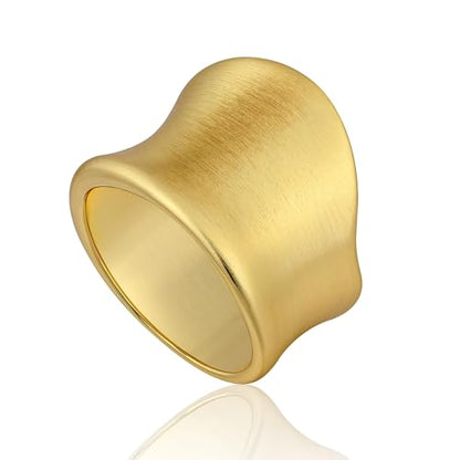 Chunky Rings for Women Gold and Silver Statement Rings Fashion Band Ring Cocktail Costume Jewelry Gift - color: Gold, size: 6