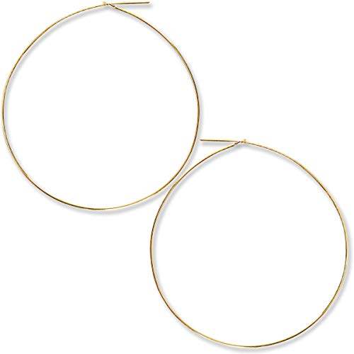 Thin Hoop Earrings for Women - Lightweight Wire Threader Loop Drop Dangles | Plated in 18K Gold or 925 Sterling Silver, Hypoallergenic and Safe for Sensitive Ears - color: 18K Gold Plated - 2.5" inch
