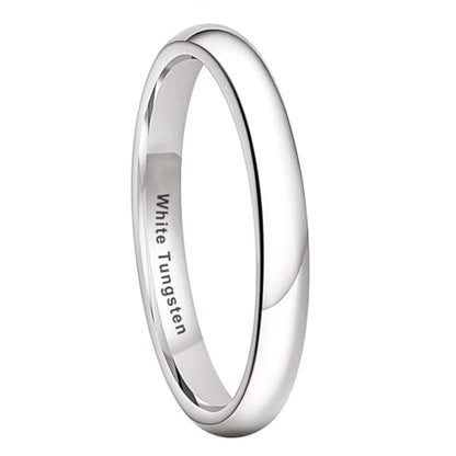 TUTISS 2mm 3mm 4mm 5mm 6mm 7mm 8mm 10mm White Tungsten Rings for Men Women Engagement Wedding Bands Domed Polished Shiny Comfort Fit - color: 3mm White Tungsten