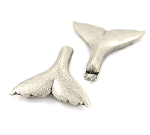 bezelry 3 Pairs Whale Tail Cape or Cloak Clasp Fasteners. 62mm x 35mm Fastened. Sew On Hooks and Eyes Cardigan Clip (Antique Silver) - color: Antique Silver