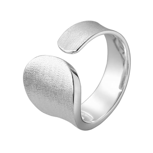 925 Sterling Silver Wide Band Ring Simple Handmade Hammered Chunky Statement Rings Adjustable Boho Thumb Ring for Women Men - color: Pattern 5