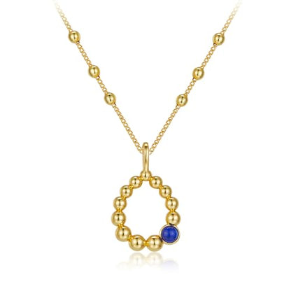 NUZON Sunburst Heart / 2-Tone Interlocking/CZ Evil Eye/Single Pearl/Love Heart Pendant Necklace for Women 14K Gold Chain Necklace Chunky Statement Jewelry - color: Lapis Lazuli Teardrop Pendant