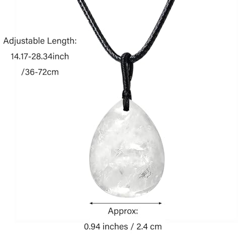 Teardrop Gemstone Necklaces for Women, Healing Crystal Pendant Necklace Birthstone Jewelry for Women - color: Clear Quartz