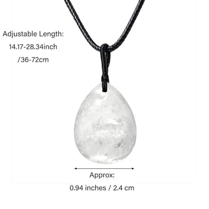 Teardrop Gemstone Necklaces for Women, Healing Crystal Pendant Necklace Birthstone Jewelry for Women - color: Clear Quartz
