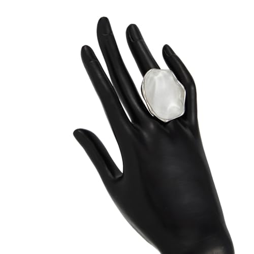 Irregular Large Resin Open Statement Rings for Women Boho Chunky Oval Finger Charm Ring Adjustable Geometric Enamel Teardrop Cocktail Ring Jewelry - color: White