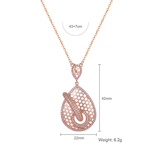 Shinny Tear Drop Fashion Hollowed Pattern Gold Pendant Statement Necklaces for Women Party Prom Gift