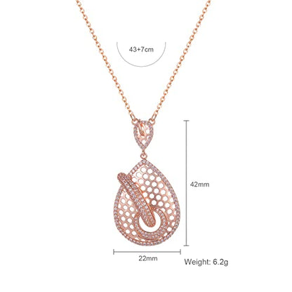 Shinny Tear Drop Fashion Hollowed Pattern Gold Pendant Statement Necklaces for Women Party Prom Gift