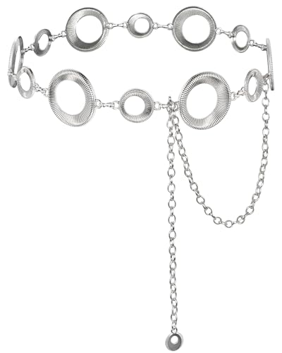Ladies Waist Chain, Chunky Metal Chain Belts for Women - color: Silver