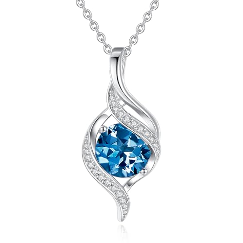 FANCIME Birthstone Necklace for Women Jewelry Gift for Her | Infinity Love Pendant Sterling Silver, Birthday Gift for Women, Adjustable 16+2" - color: 12 - Created Blue Topaz