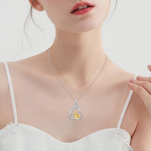Heart Animal Necklace 925 Sterling Silver Cute Animal Pendant Jewelry Birthday Gifts for Women Girlfriend Mom Animal Lovers - style: Duck