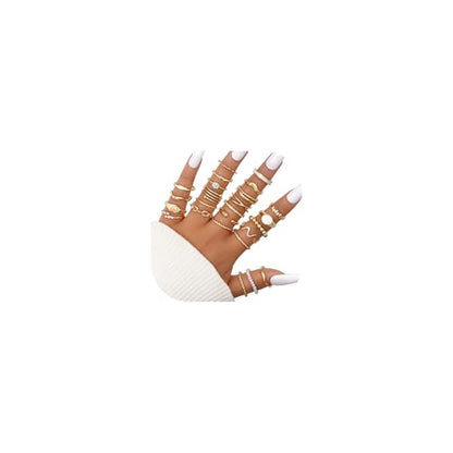 15-25 Pcs Chunky Gold Rings Set for Women, Stackable Finger Midi Rings, Dainty Gold Stacking Statement Womens ring pack - color: A-Gold-25Pcs