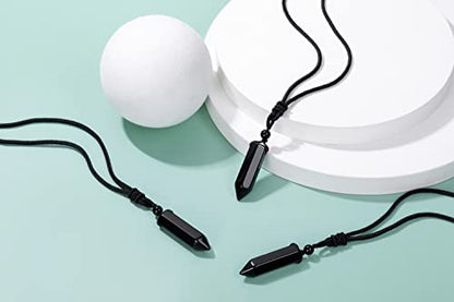 Top Plaza Healing Crystal Stone Necklaces for Men Hexagonal Pendant Necklaces Adjustable Braided Rope Natural Gemstone Necklace Jewelry Christmas Gift for Dad, Husband - color: Black Obsidian