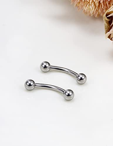 14G 16G Eyebrow Piercing Jewelry G23 Titanium Curved Barbell Eyebrow Ring Vertical Labret Lip Jewelry Rook Daith Earrings Piercing Jewelry for Women Men 6mm 8mm 10mm 12mm 14mm 16mm - color: 16G-8mm