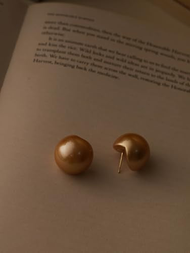 OJERRY Chunky Dome Ball Stud Earrings for Women - color: Yellow