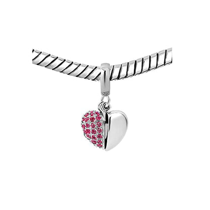 KunBead Daughter Heart I Love You Birthstone Dangle Charms Compatible with Pandora Bracelet Gift for Womens Birthday - color: Red
