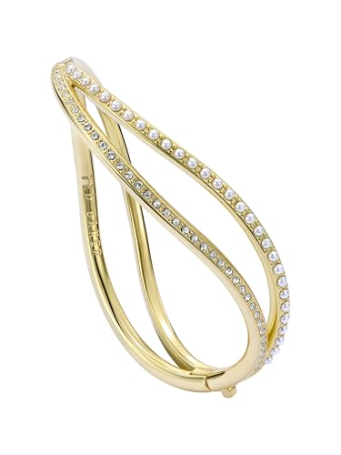 Ted Baker London Wavie Jewelled Wave Hinged Bangle Bracelet for Women - color: Gold/Pearl and Crystal