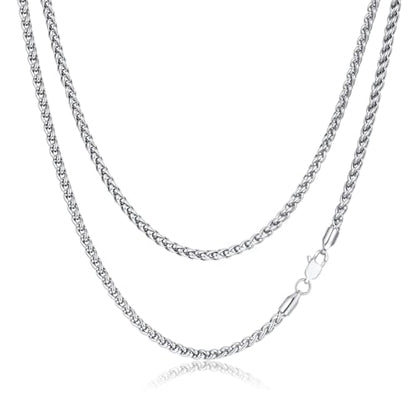 FOSIR Silver Wheat Chain Necklace for Men and Women, Stainless Steel Chains 2.5mm 3mm 4mm 5mm Mens Necklaces - size: 22.0 Inches long, style: 4.0mm wide