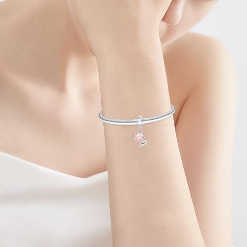 Family Love Mother Daughter Grandma Charm 925 Sterling Silver fits Bracelets Necklace Pendant Bead Charms Jewelry Gift for Women Family Friends - color: Coffee Cup Charm-A