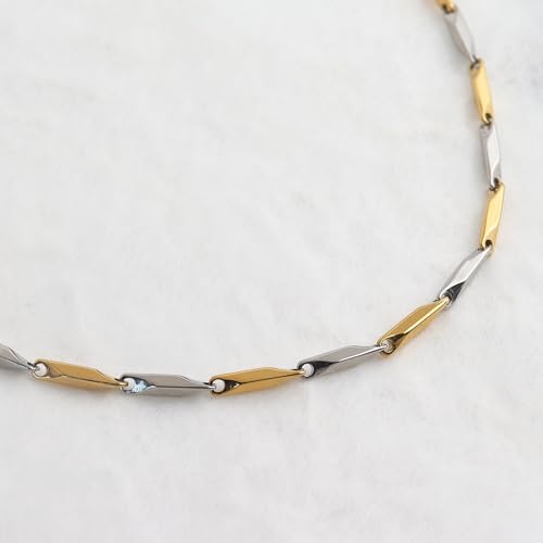Jean Beau Gold Choker Necklace for Women, Simple 18K Gold Plated Adjustable Link Chain Prom Jewelry Gifts - color: Gas