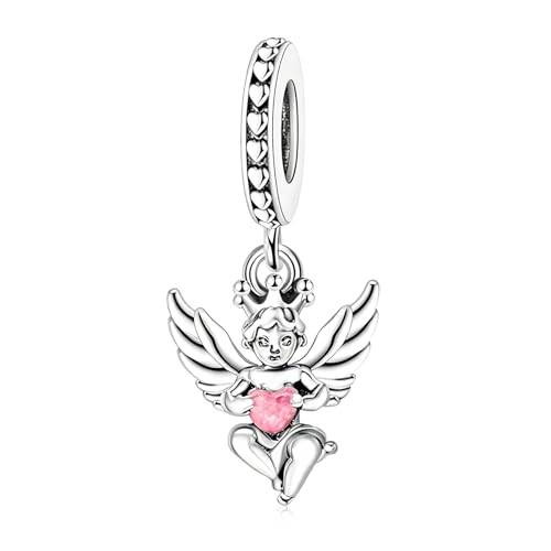 LaMenars 925 Sterling Silver Charms for Pandora Bracelets & Necklaces | Bead Charms Birthday Holiday Jewelry Gifts For Women - color: Angel Heart Dangle