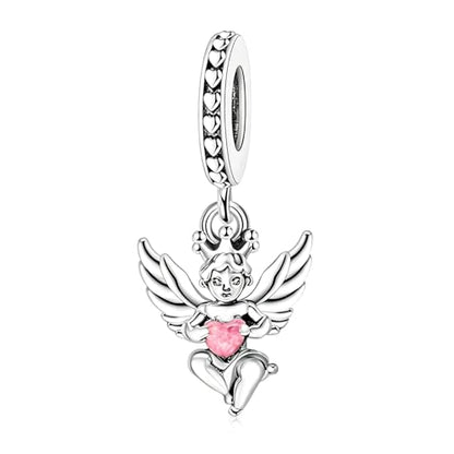 LaMenars 925 Sterling Silver Charms for Pandora Bracelets & Necklaces | Bead Charms Birthday Holiday Jewelry Gifts For Women - color: Angel Heart Dangle