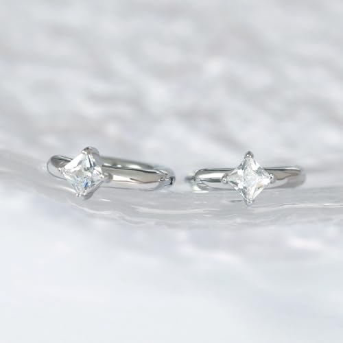 316L Surgical Steel Birthstone Hoop Earrings for Women | Lightweight, 5A Cubic Zirconia, Hypoallergenic, Lead & Nickel Free, 8mm Huggie Hoops - color: Silver: 04. April (Diamond)