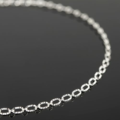 UMAOKANG 32.8 Feet Silver Jewelry Chain for Jewelry Making Silver Plated Brass Chain Roll Women Necklace Bracelet DIY Embossed Oval Cable Chain - color: Silver Embossed Oval