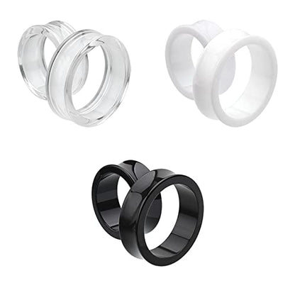 1 PAIR (2pcs) ACRYLIC TUNNELS Double Flare Gauges Solid Saddle Thin Ear Flesh Plugs 1037 - color: Black, size: 11/16" (18MM)