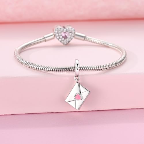 Hapour 925 Sterling Silver Charm for Bracelet Necklace Women Pendant Beads | Virgin Mary Charm, Religious Cross Heart Dragon European Jewelry Mom Charm - color: Silver Letter to Mom