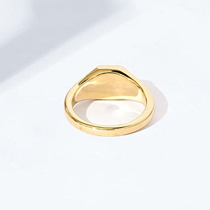 Amazon Essentials 14K Plated Sterling Silver Round Signet Ring - color: Yellow Gold, size: 8, style: Square
