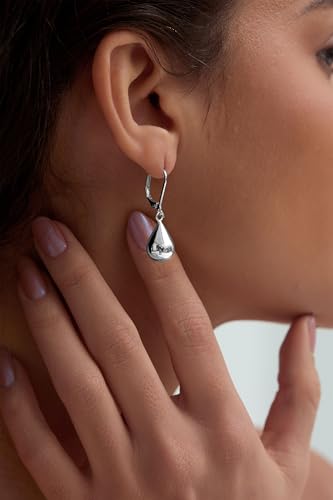 Teardrop Dangle Leverback Earrings for Women 14k Gold Plated 925 Sterling Silver Post Waterdrop Dangle Drop Hoop Earrings Hyoallergenic Tear Drop Dangle Earrings Jewelry Gifts - color: silver