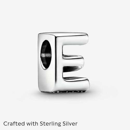 Pandora Alphabet Charm - Compatible Moments - Gift for Her - Made with Sterling Silver - with Gift Box - style: Letter E