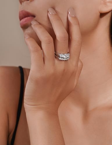 IMOLOVE Moissanite Wedding Band for Women Eternity Bands Moissanite Wedding Rings for Women Sterling Silver Ring Anniversary Band White Gold Plated Size 4-11 - style: 6 Stones