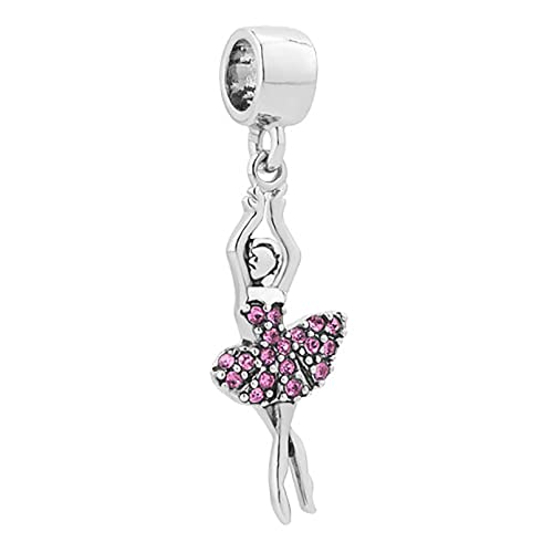 Birthstones Ballet Dancer Dangle Charm fits Pandora Charms Bracelets Gift for Daughter Granddaughter Women Sister Birthday - style: Oct Birthstones